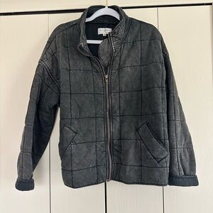 Together Quilted Faux-Suede Zip Jacket - Charcoal